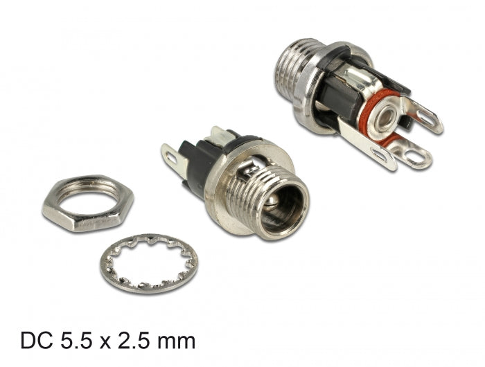 Delock Steckverbinder DC 5,5 x 2,5 x 9,5 mm Buchse zum Einbau Lötversion