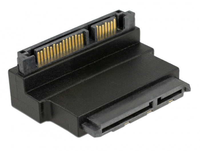 Delock Adapter SATA 22 Pin Buchse mit Einrastfunktion zu Stecker - gewinkelt unten