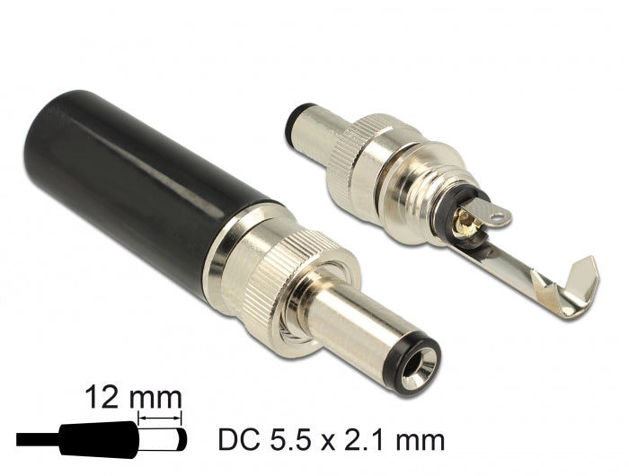 Delock Steckverbinder DC 5,5 x 2,1 mm mit Länge 12,0 mm Hohlstecker Lötversion