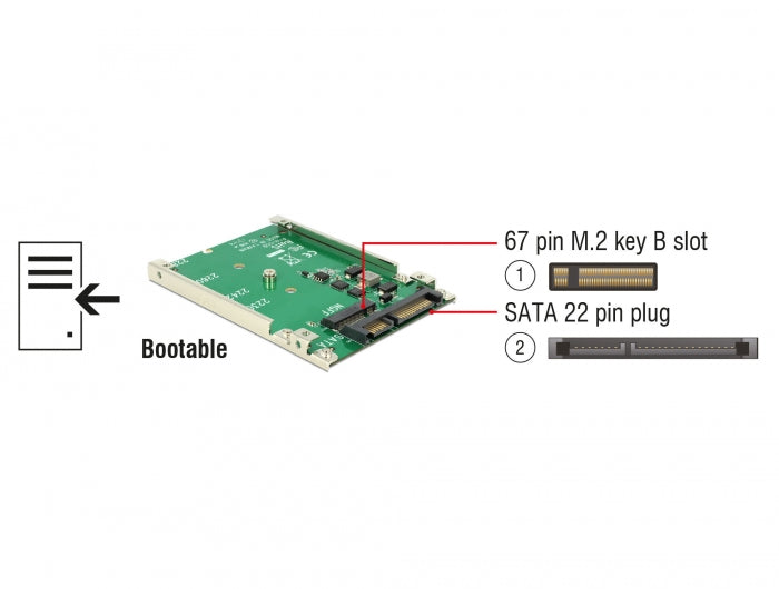 Delock 2.5″ Konverter SATA 22 Pin > 1 x M.2 Key B - 7 mm