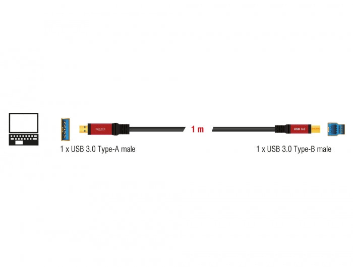 Delock USB 5 Gbps Kabel Typ-A Stecker zu USB 5 Gbps Typ-B Stecker 1 m Premium