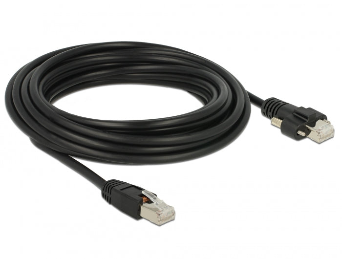 Delock GigE Kamera Kabel RJ45 Stecker zu RJ45 Stecker mit Schrauben Cat.6 S/FTP 5 m