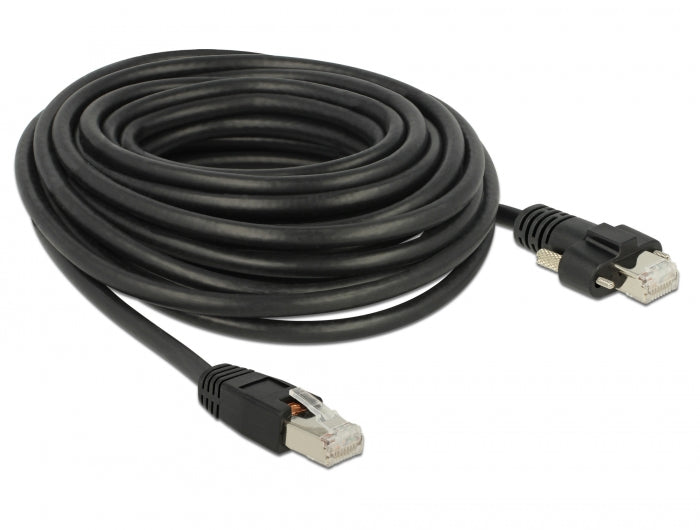 Delock GigE Kamera Kabel RJ45 Stecker zu RJ45 Stecker mit Schrauben Cat.6 S/FTP 10 m