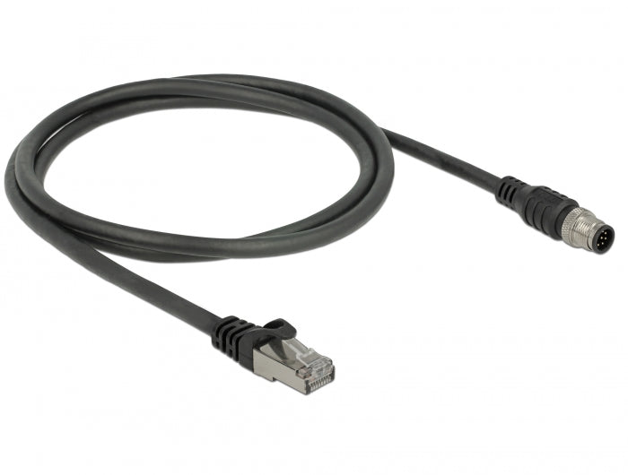 Delock Kabel RJ45 Stecker zu M12 Stecker A-kodiert 8 Pin Cat.5e SFTP 1 m