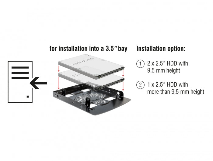 Delock Einbaurahmen 3.5″ > 2 x 2.5″ HDD