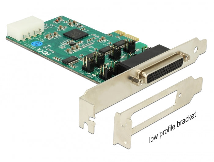 Delock PCI Express x1 Karte zu 4 x Seriell RS-232 High Speed 921K mit Spannungsversorgung