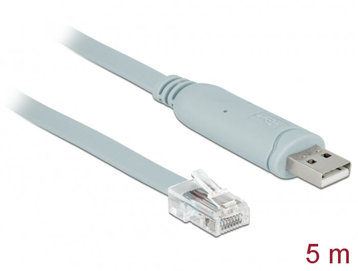 Delock Adapter USB 2.0 Typ-A Stecker > 1 x Seriell RS-232 RJ45 Stecker 5,0 m grau