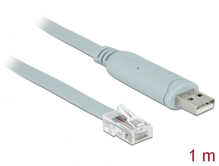 Delock Adapter USB 2.0 Typ-A Stecker > 1 x Seriell RS-232 RJ45 Stecker 1,0 m grau