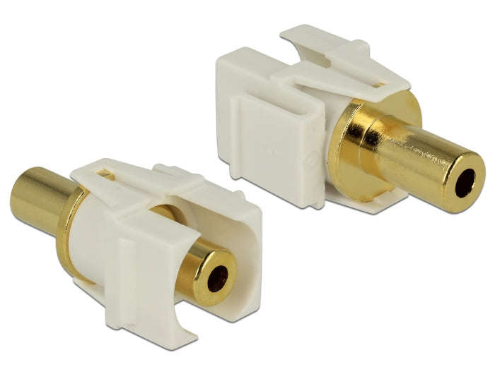 Delock Keystone Modul Klinkenbuchse 3,5 mm 3 Pin zu Klinkenbuchse 3,5 mm 3 Pin vergoldet weiß