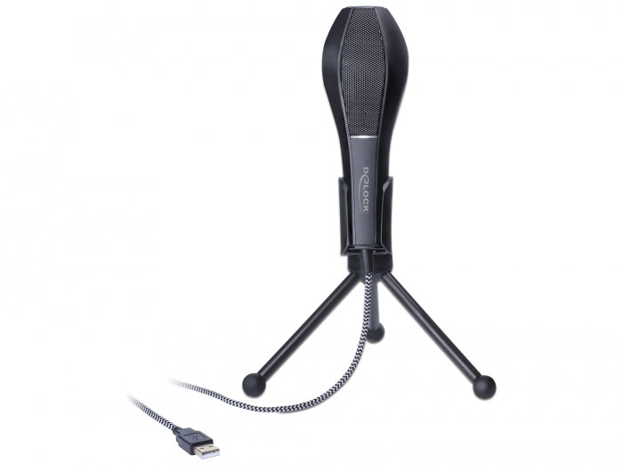 Delock USB Kondensator Mikrofon mit Tischständer - ideal für Gaming, Skypen und Gesang