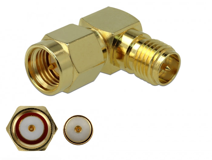 Delock Adapter SMA Stecker zu RP-SMA Buchse 90° 3 GHz