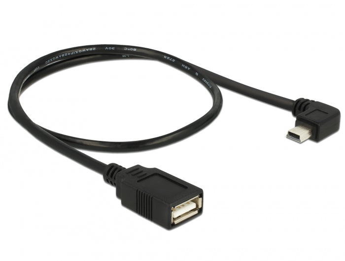 Delock Kabel USB mini Stecker gewinkelt > USB 2.0-A Buchse OTG 50 cm