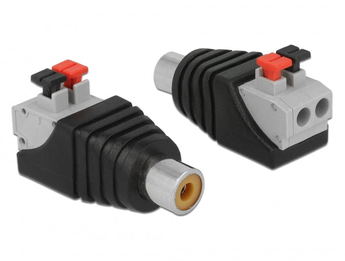 Delock Adapter Cinchbuchse > Terminalblock mit Drucktasten 2 Pin