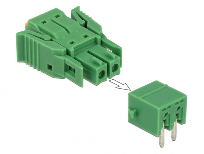 Delock Terminalblock Set für Platine 2 Pin 3,81 mm Rastermaß horizontal