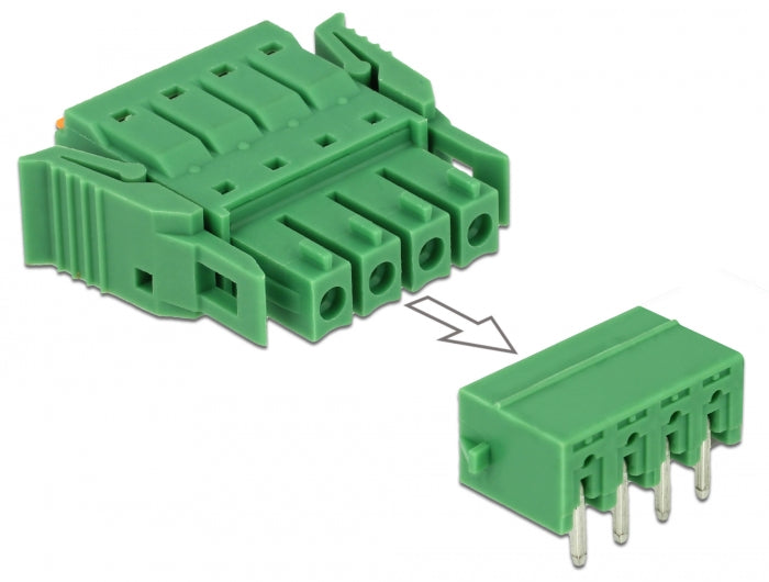Delock Terminalblock Set für Platine 4 Pin 3,81 mm Rastermaß horizontal