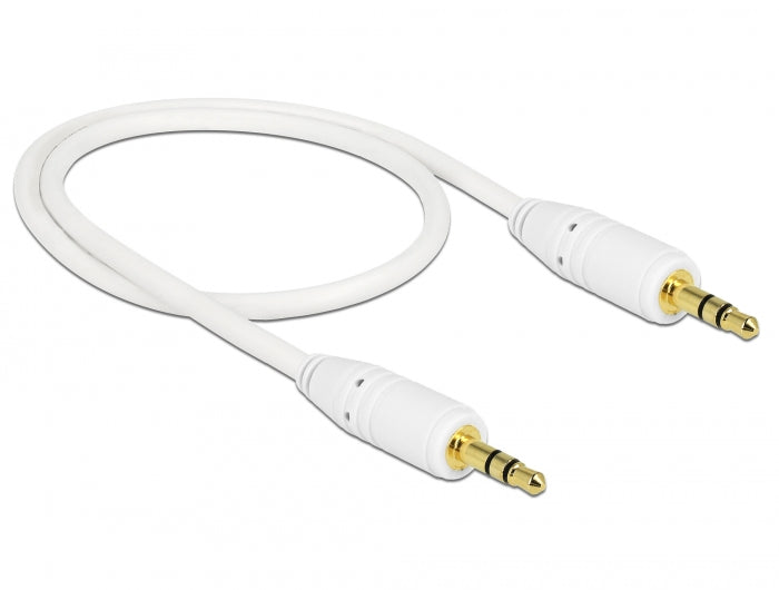 Delock Klinkenkabel 3,5 mm 3 Pin Stecker > Stecker 0,5 m weiß