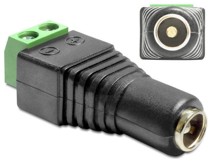 Delock Adapter DC 5,5 x 2,5 mm Buchse > Terminalblock 2 Pin
