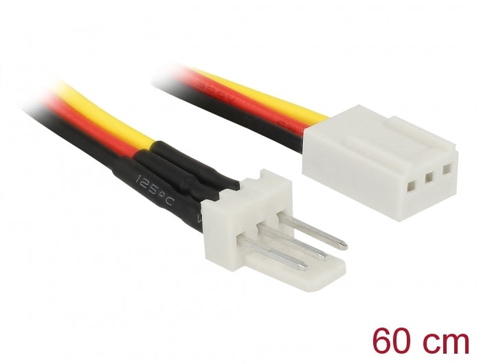 Delock Lüfter Stromkabel 3 Pin Stecker zu 3 Pin Buchse 60 cm