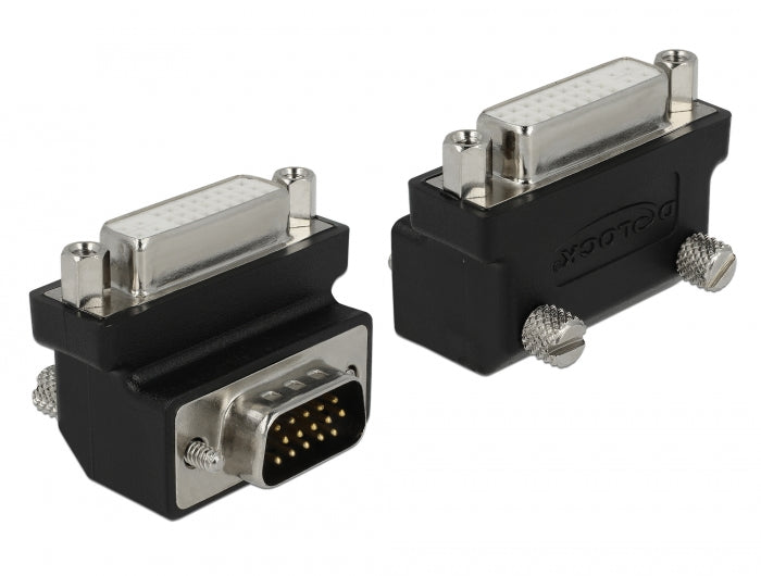 Delock Adapter DVI 24+5 Pin Buchse > VGA 15 Pin Stecker 90° gewinkelt