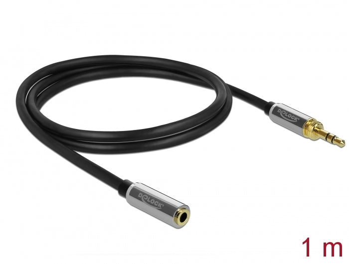 Delock Klinkenverlängerungskabel 3,5 mm 3 Pin Stecker zu Buchse mit 6,35 mm Schraubadapter 1 m