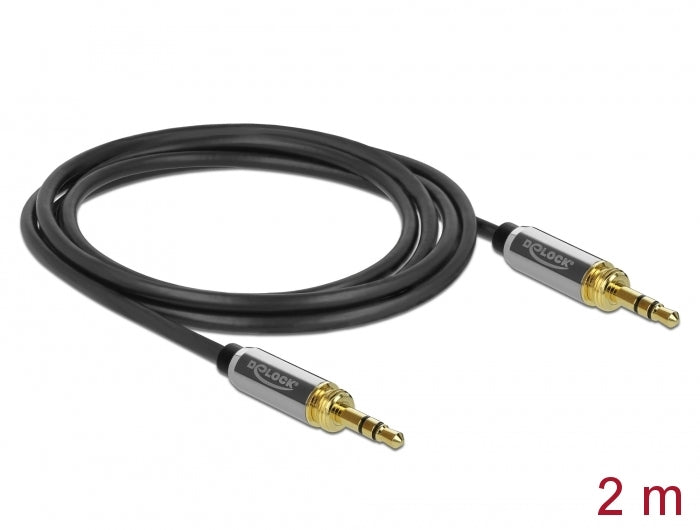 Delock Klinkenkabel 3,5 mm 3 Pin Stecker zu Stecker mit Schraubadapter 2 m