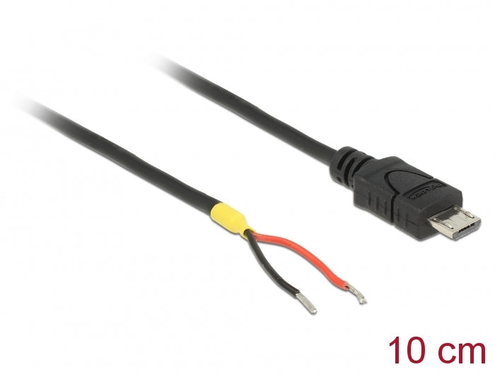 Delock Kabel USB 2.0 Micro-B Stecker > 2 x offene Kabelenden Strom 10 cm Raspberry Pi
