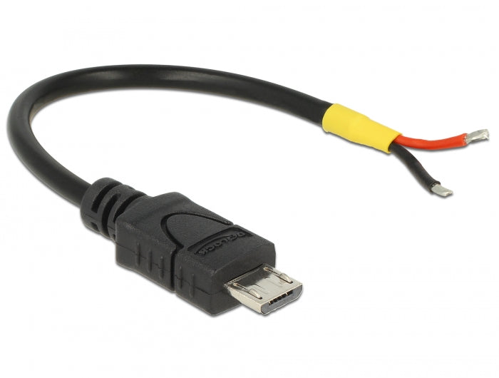 Delock Kabel USB 2.0 Micro-B Stecker > 2 x offene Kabelenden Strom 10 cm Raspberry Pi