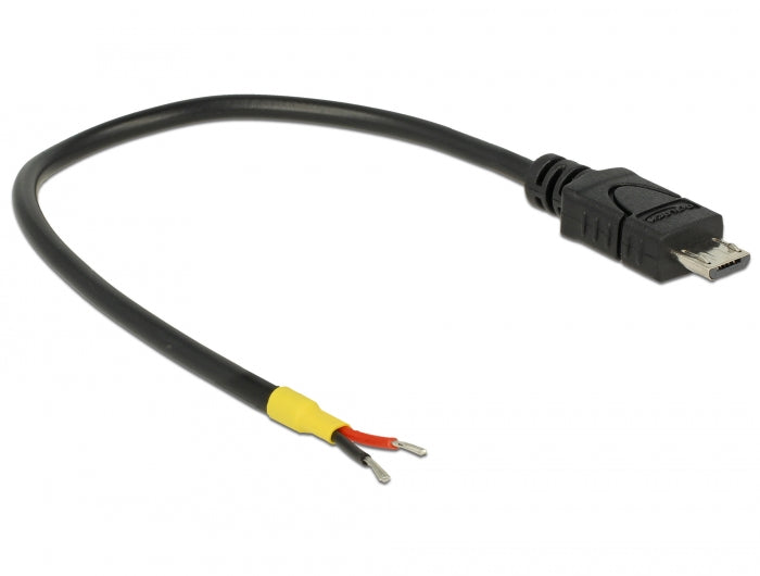 Delock Kabel USB 2.0 Micro-B Stecker > 2 x offene Kabelenden Strom 15 cm Raspberry Pi