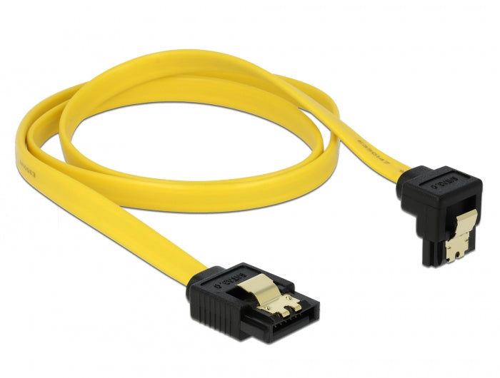 Delock SATA 3 Gb/s Kabel gerade auf unten gewinkelt 70 cm gelb
