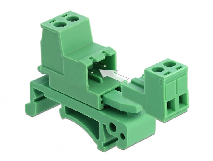 Delock Terminalblock Set für Hutschienen 2 Pin mit Rastermaß 5,08 mm gewinkelt