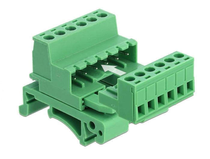 Delock Terminalblock Set für Hutschienen 6 Pin mit Rastermaß 5,08 mm gewinkelt