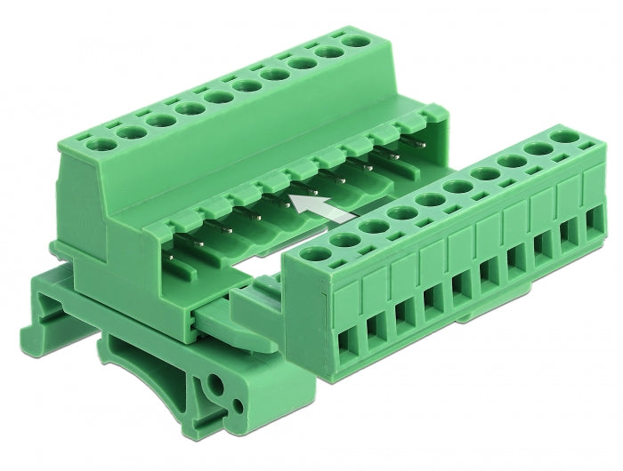 Delock Terminalblock Set für Hutschienen 10 Pin mit Rastermaß 5,08 mm gewinkelt