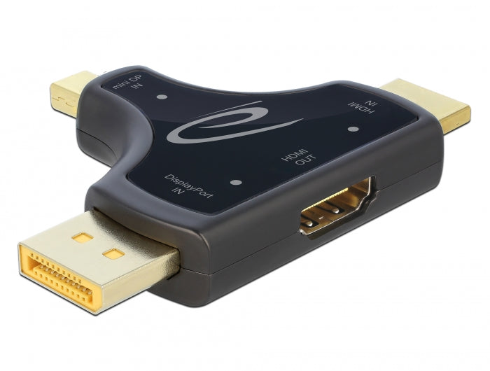 Delock 3 in 1 Monitoradapter mit HDMI / DisplayPort / mini DisplayPort Eingang auf HDMI Ausgang mit 4K 60 Hz