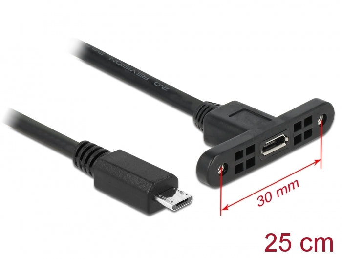 Delock Kabel USB 2.0 Micro-B Buchse zum Einbau > USB 2.0 Micro-B Stecker 25 cm