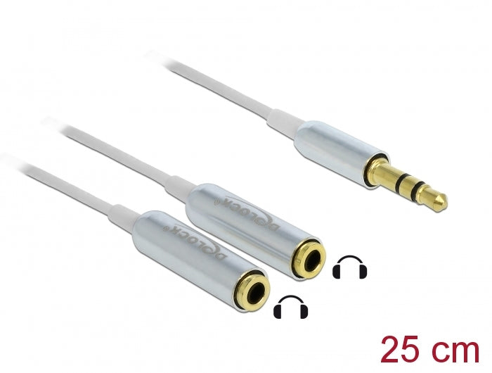 Delock Kabel Audio Splitter Klinkenstecker 3,5 mm 3 Pin > 2 x Klinkenbuchse 3,5 mm 3 Pin 25 cm