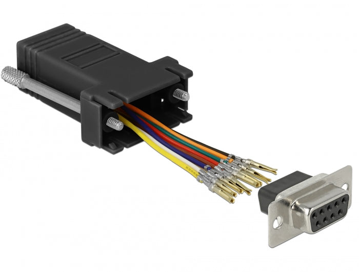 Delock D-Sub 9 Pin Buchse zu RJ45 Buchse Montagesatz schwarz