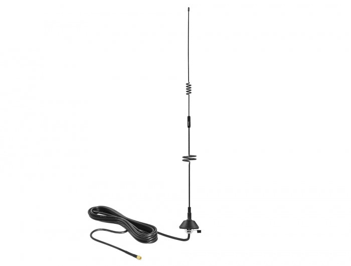 Delock LTE Antenne SMA Stecker 5 - 7 dBi omnidirektional starr mit Montagefuß und Anschlusskabel RG-58 3 m outdoor schwarz