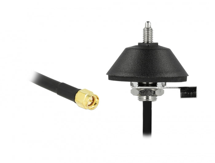 Delock LTE Antenne SMA Stecker 5 - 7 dBi omnidirektional starr mit Montagefuß und Anschlusskabel RG-58 3 m outdoor schwarz