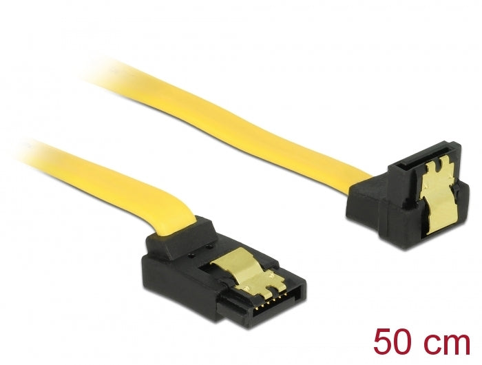 Delock SATA 6 Gb/s Kabel oben gewinkelt auf unten gewinkelt 50 cm gelb