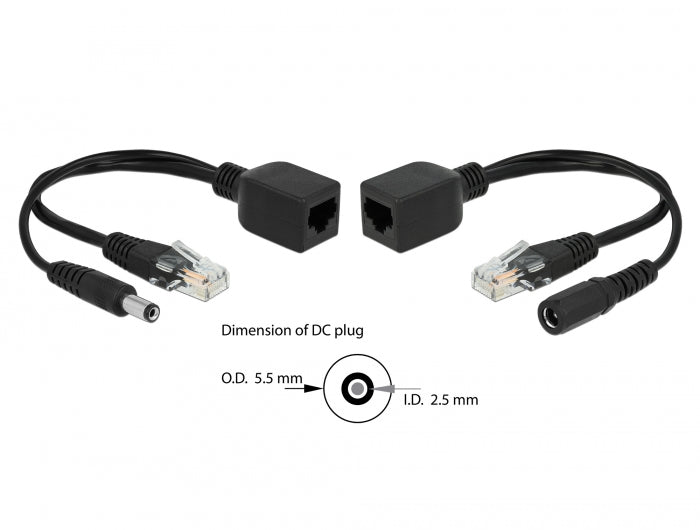 Delock Passives PoE Adapter Set RJ45 DC 5,5 x 2,5 mm