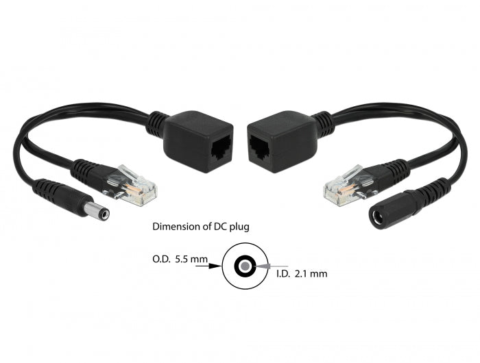 Delock Passives PoE Adapter Set RJ45 DC 5,5 x 2,1 mm