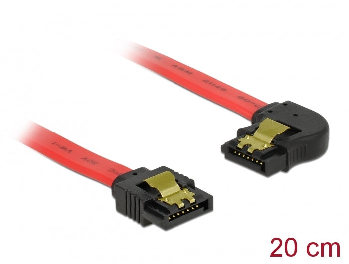 Delock SATA 6 Gb/s Kabel gerade auf links gewinkelt 20 cm rot