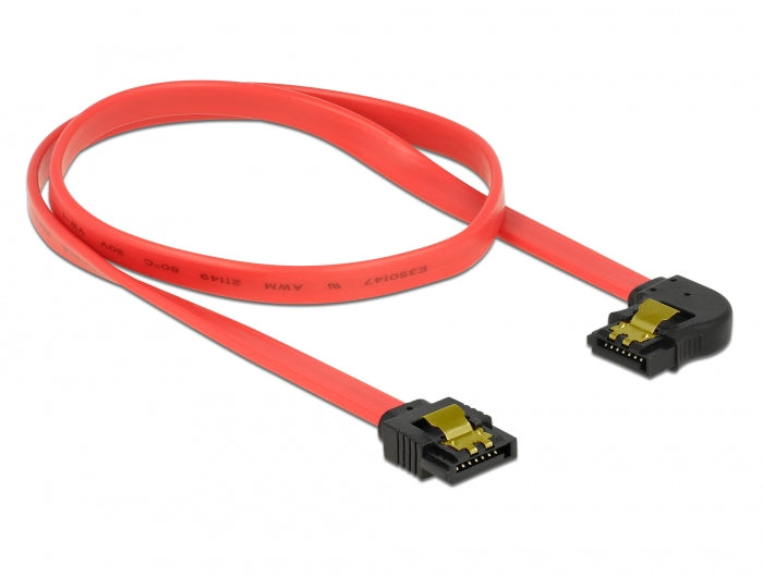Delock SATA 6 Gb/s Kabel gerade auf links gewinkelt 50 cm rot