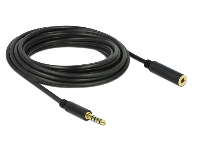 Delock Verlängerungskabel Klinke 4,4 mm 5 Pin Stecker zu Buchse 5 m schwarz