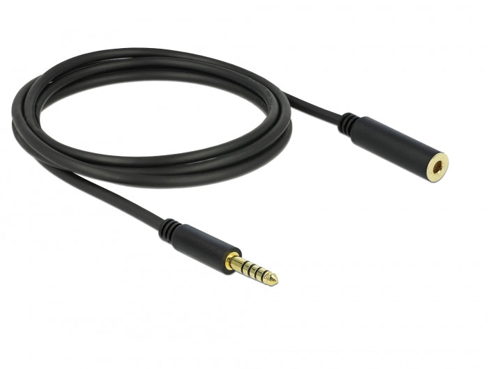 Delock Verlängerungskabel Klinke 4,4 mm 5 Pin Stecker zu Buchse 2 m schwarz