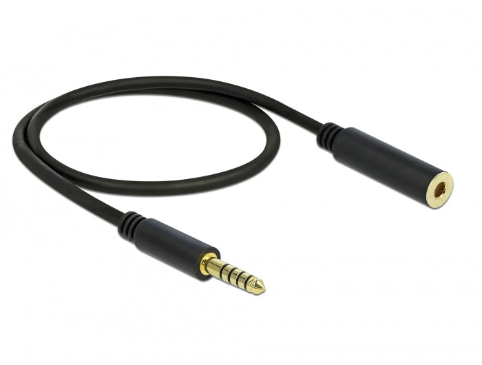 Delock Verlängerungskabel Klinke 4,4 mm 5 Pin Stecker zu Buchse 0,5 m schwarz