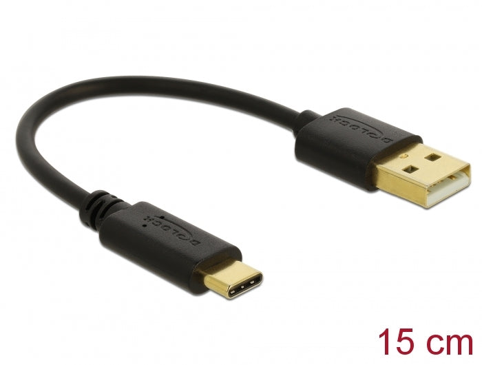 Delock USB Ladekabel Typ-A zu USB Type-C™ 3 A 15 cm