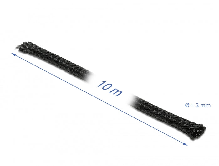Delock Geflechtschlauch dehnbar 10 m x 3 mm schwarz