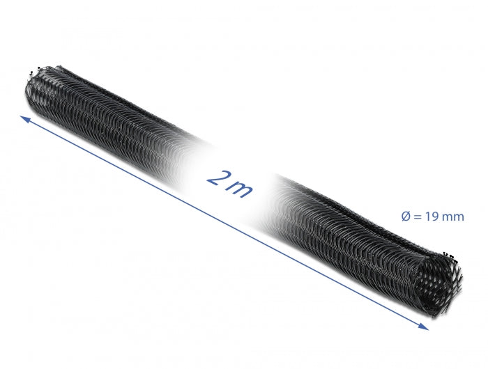 Delock Geflechtschlauch selbstschließend 2 m x 19 mm schwarz