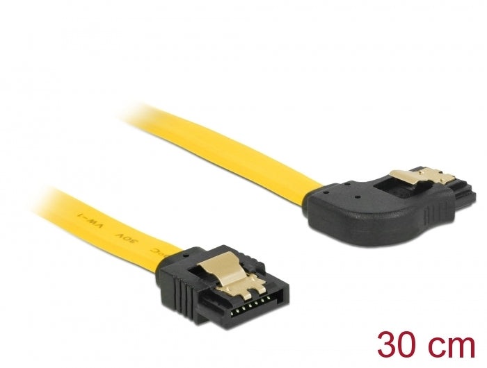 Delock SATA 3 Gb/s Kabel gerade auf rechts gewinkelt 30 cm gelb